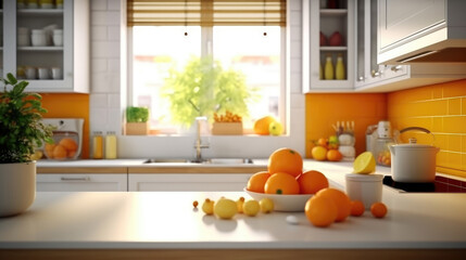 Modern orange and white kitchen