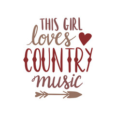 This Girl Loves Country Music Cute Daughter Vector Design