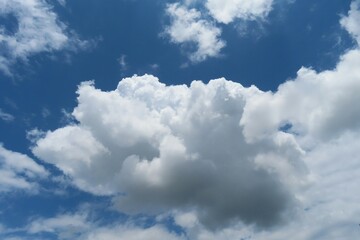 Naklejka na ściany i meble Natural background of blue sky with beautiful big fluffy cloud