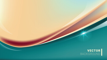 Abstract vector bg brown blue waves shiny background