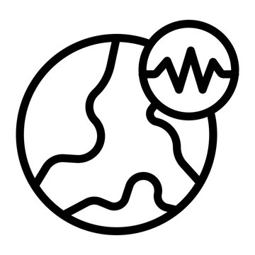 earthquake icon: earth globe, seismic wave clip art preview