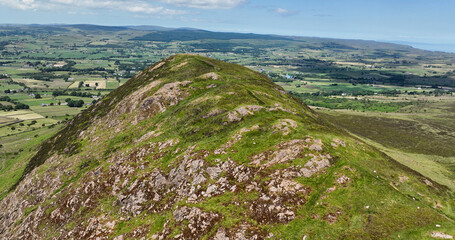 Aerial view of Mountains and Hills in Co Antrim Northern Ireland