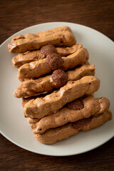 chocolate meringue stick on plate