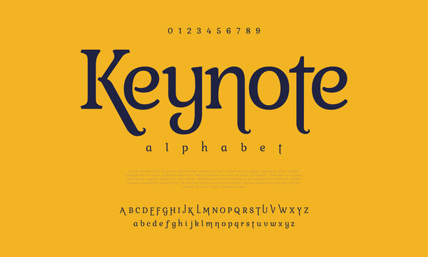 Naklejka Keynote creative vintage alphabet font. Digital abstract moslem, futuristic, fashion, sport, minimal technology typography. Simple numeric vector illustration