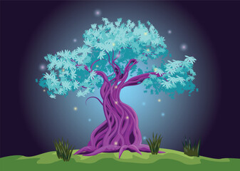 Enchanted tree in the forest vector 