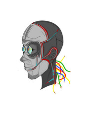 illustration of a robot head on a blank background