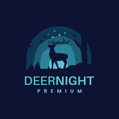 Deer Night logo vector illustration