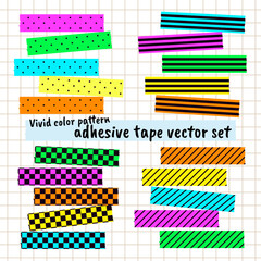 Vivid color pattern adhesive tape vector set