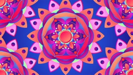 Diwali Festival Background with Round Floral Ornament - Diwali Background Template with Floral Ornate