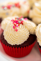 Red Velvet Cupcakes with White Chocolate Ganache Frosting
