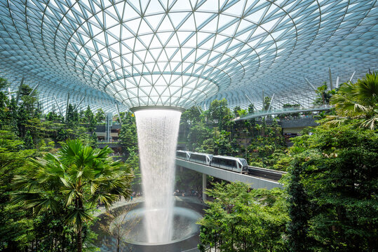 Singapore,2 September : The Rain Vortex at Jewel Changi Airport, Singapore.