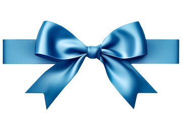 Blue ribbon PNG with bow isolated on white and transparent background, ribbon png for christmas celebration Gift advertising concept - GENERATIVE AI