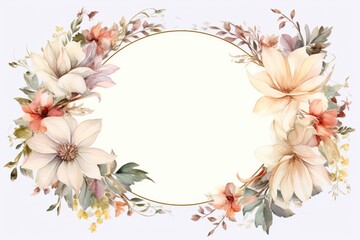 Vintage Luxury wedding invitation card template. template, Water Color Pastel Flower and bloom, Wedding decorative perfect rectangle frame border with gold line art, leaves branches, foliage. Elegant