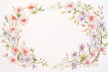 Obraz premium Vintage Luxury wedding invitation card template. template, Water Color Pastel Flower and bloom, Wedding decorative perfect rectangle frame border with gold line art, leaves branches, foliage. Elegant