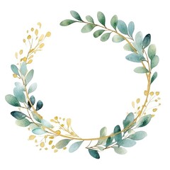 Fototapeta premium Vintage Luxury wedding invitation card template. template, Water Color Pastel Flower and bloom, Wedding decorative perfect rectangle frame border with gold line art, leaves branches, foliage. Elegant