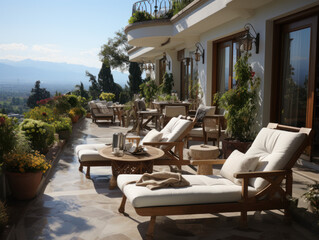 Fototapeta premium A pair of terraces in a villa 