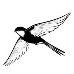 Barn swallow silhouette, Barn swallow mascot logo, Barn swallow Black and White Animal Symbol Design, Bird icon.