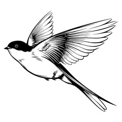 Barn swallow silhouette, Barn swallow mascot logo, Barn swallow Black and White Animal Symbol Design, Bird icon.