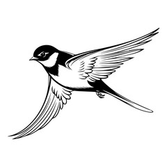 Barn swallow silhouette, Barn swallow mascot logo, Barn swallow Black and White Animal Symbol Design, Bird icon.
