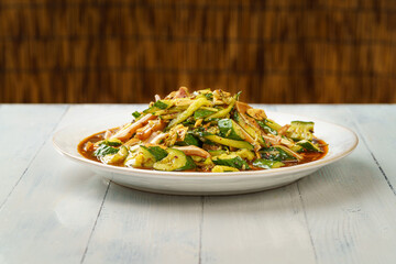 Chinese special cold dish with cucumber and pork ear
