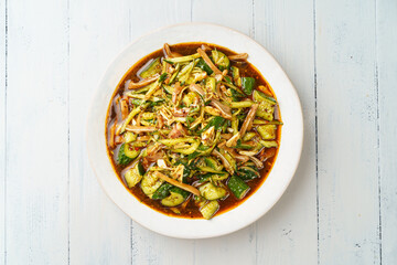 Chinese special cold dish with cucumber and pork ear
