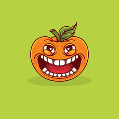 fruit monster character design with various expressions for halloween mascot or logo