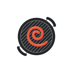 Barbecue or barbeque BBQ party, grill picnic. Barbecue equipment, grill, skewer, sausages, seasonings, chicken and meat, vegetables and sauce Vector flat illustration