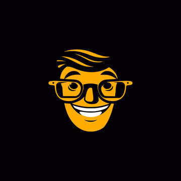 simple cute nerd guy animator logo vector illustration template design