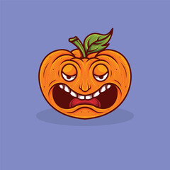fruit monster character design with various expressions for halloween mascot or logo