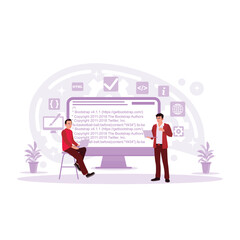 The structure of enterprise process development. Based on the Data Center concept. Business organization. Digital communication. Trend Modern vector flat illustration