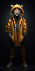 Fototapeta na wymiar fashion hip hop cheetah with clothes