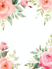 Water Color Pastel Flower and bloom, Wedding decorative perfect rectangle frame border