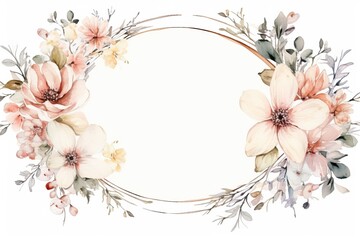 Fototapeta premium Water Color Pastel Flower and bloom, Wedding decorative perfect rectangle frame border