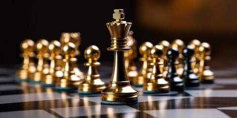 picture of black and gold chess pieces chess board Leadership concepts, strategies and successful business.