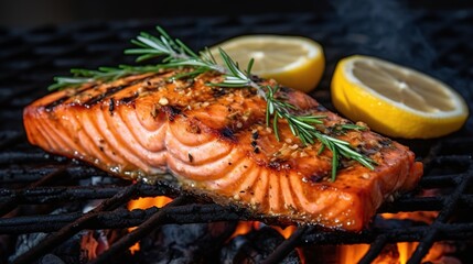 sizzling grilled salmon fillet