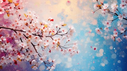 Abstract Blooms in Spring: Cherry Blossoms and Flowers