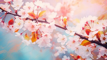 Vivid Spring Fantasy: Abstract Cherry Blossoms and Flowers