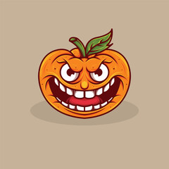 fruit monster character design with various expressions for halloween mascot or logo