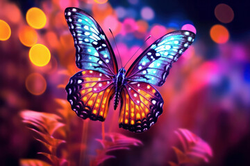 colorful butterfly with flowery background,Generative AI