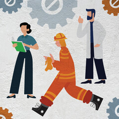 Obraz premium happy labor day flayer template vector illustration design