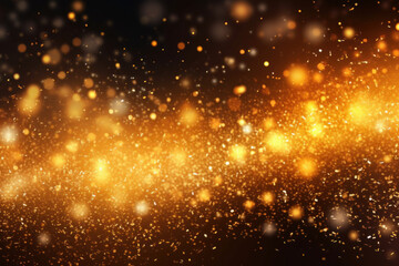 Fototapeta na wymiar Background with falling golden glitter particles. Falling gold confetti with magic light. Beautiful light Generative AI