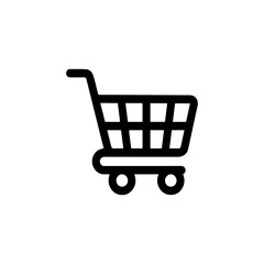 Push cart icon for shopping, white bacground, mall, supermarket, shopping