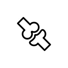 Bone icon with stroke style, white bacground, shin