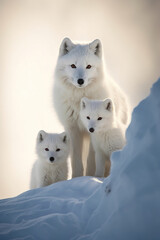 White arctic fox family