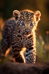 Gordijnen Leopard cub in wild nature © Natalya