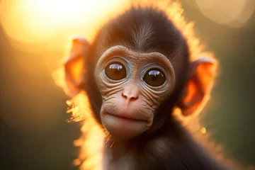 Foto op Aluminium Cute monkey child closeup portrait © Natalya