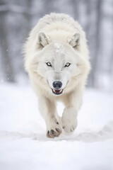 Fototapeta premium White polar wolf in winter forest