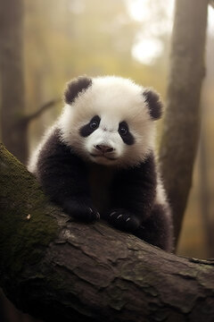 Baby panda portrait, front view