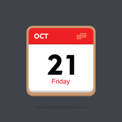 friday 21 october icon with black background, calender icon