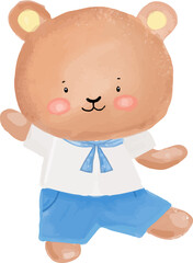 bear wearing sailor costum dancing